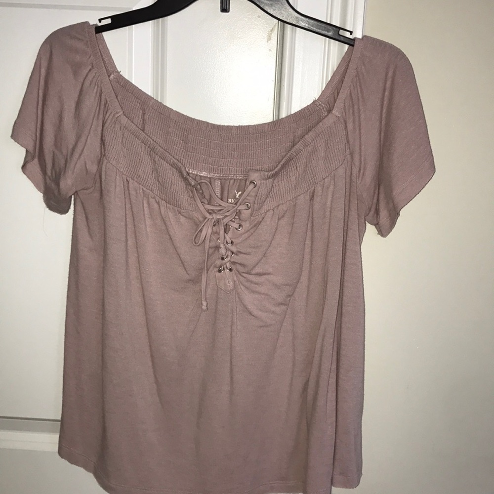 Pink American eagle over the shoulder blouse